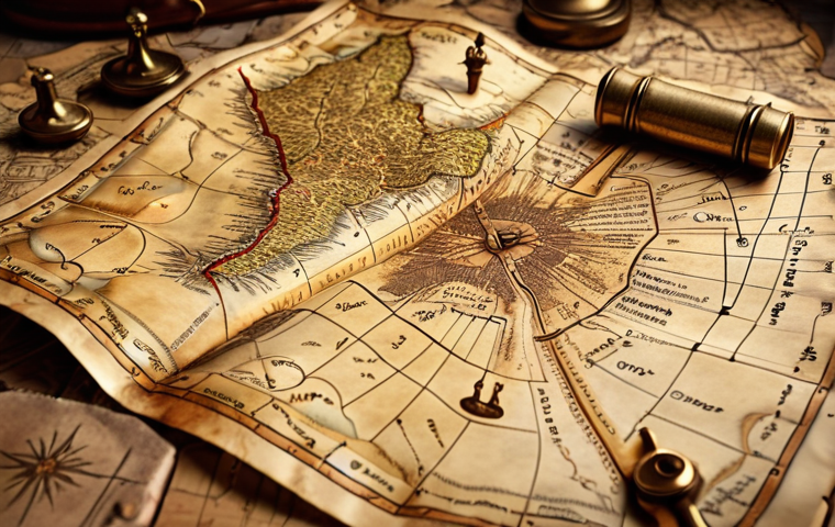 **Open treasure map with exam guide points on it, representing secrets to success.**
