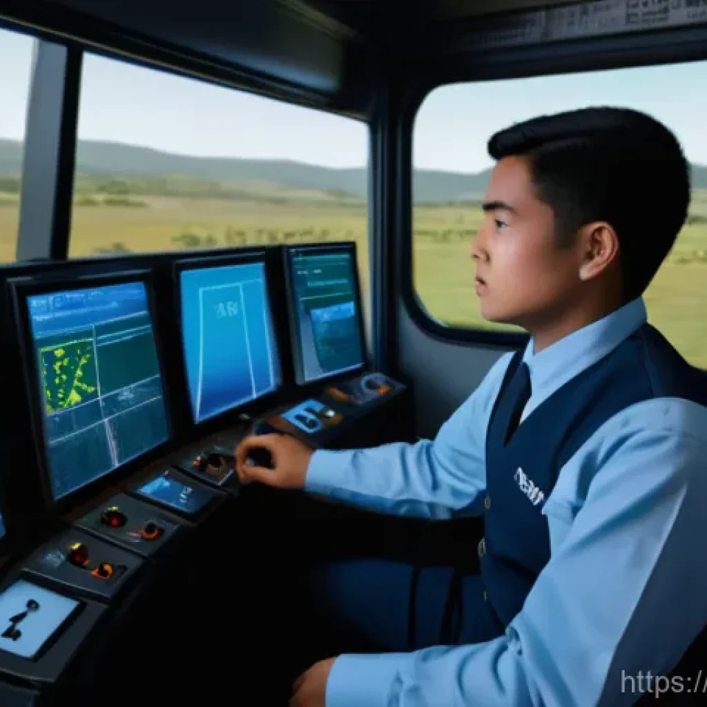 철도기사 자격증 취득 후기 - **Prompt:** A focused and determined young adult, wearing a crisp, professional train driver's unifo...