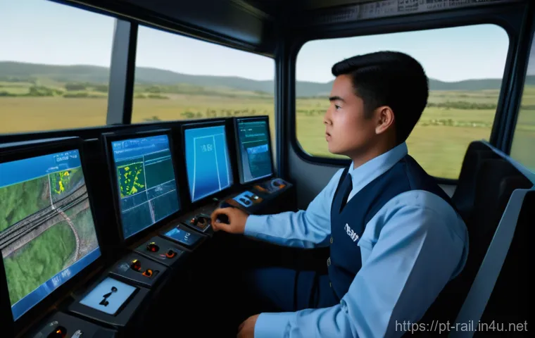 철도기사 자격증 취득 후기 - **Prompt:** A focused and determined young adult, wearing a crisp, professional train driver's unifo...